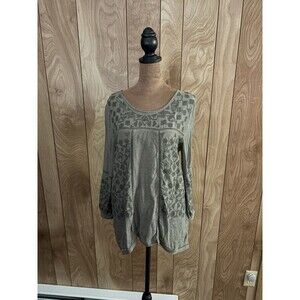 Swell Women's embroidered boho design Top Olive Green Size Small